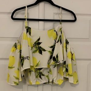 Lemon Off the Shoulder Crop Top